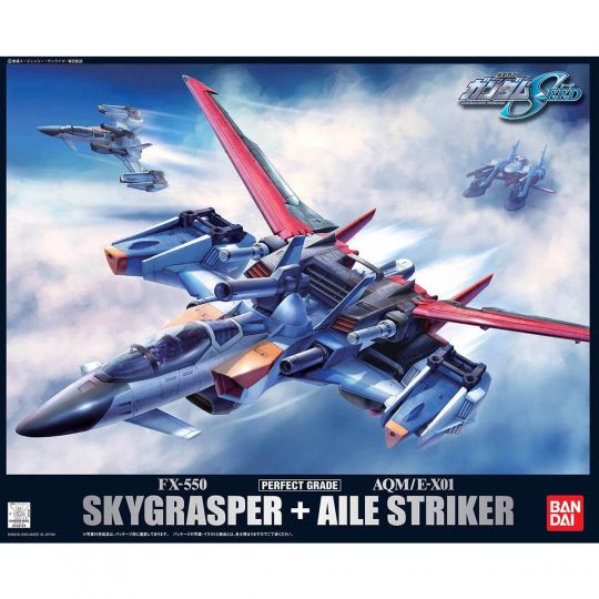 BANDAI PG Mobile Suit Gundam SEED - Perfect Grade SKY GRASPER + AILE STRIKER Model Kit Figur (Gunpla)