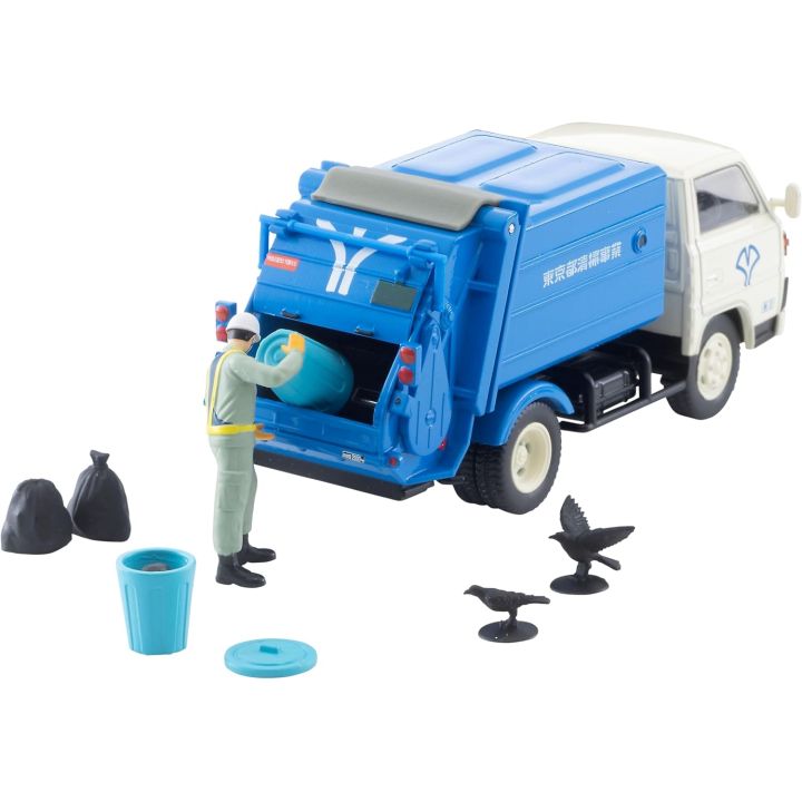 TomyTec 1/64 Scale Tomica Limited Vintage NEO TLV-N343a Mitsubishi Fuso Canter Garbage Truck White / Blue