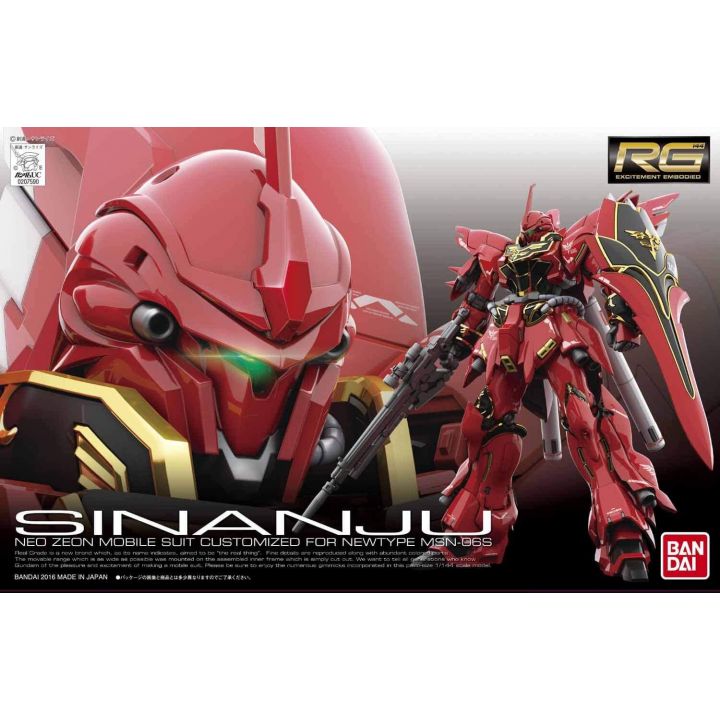 BANDAI Mobile Suit Gundam UC - Real Grade RG MSN-06S Sinanju Model Kit Figur