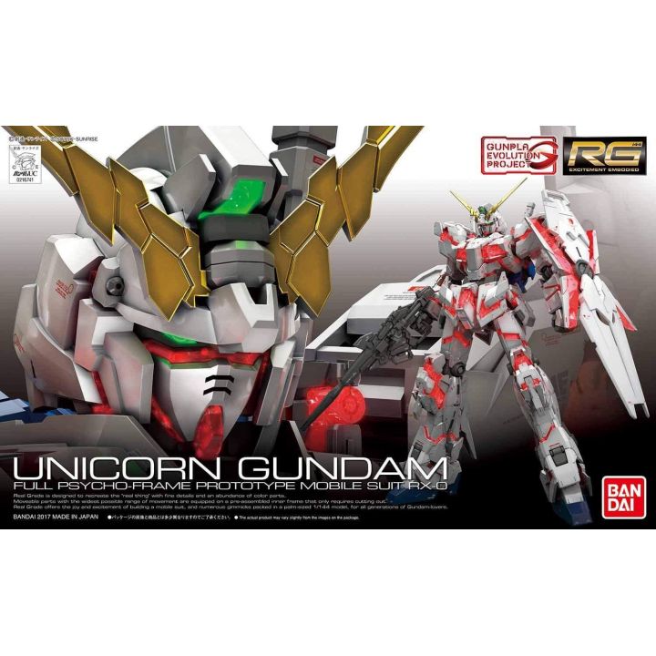 BANDAI Mobile Suit Gundam UC - Figura del kit di modellazione del Gundam Unicorno RG di grado reale