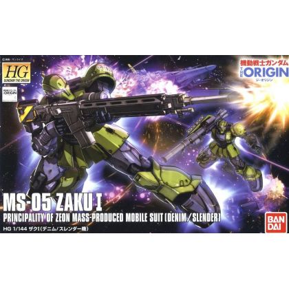 BANDAI HG Mobile Suit Gundam THE ORIGIN - High Grade Zaku I (Denim / Slender machine) Model Kit Figur